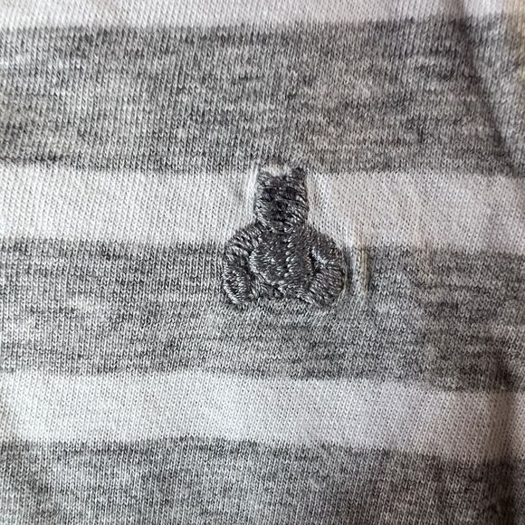 NWT Gap Baby 12 - 18 months Heather Gray White Stripe One piece Bear Embroidery - Picture 7 of 11